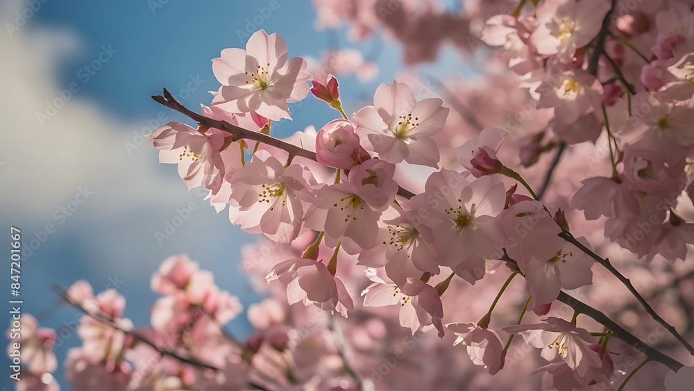 Beautiful flowers of japanese sakura delicate flowering branche Beautiful flowers of japanese sakura delicate flowering branche