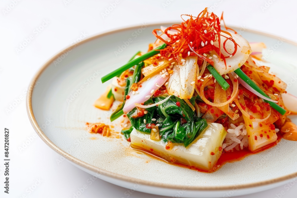 Exotic Korean Baechu Kimchi with Gochugaru and Korean Radish Exotic Korean Baechu Kimchi with Gochugaru and Korean Radish