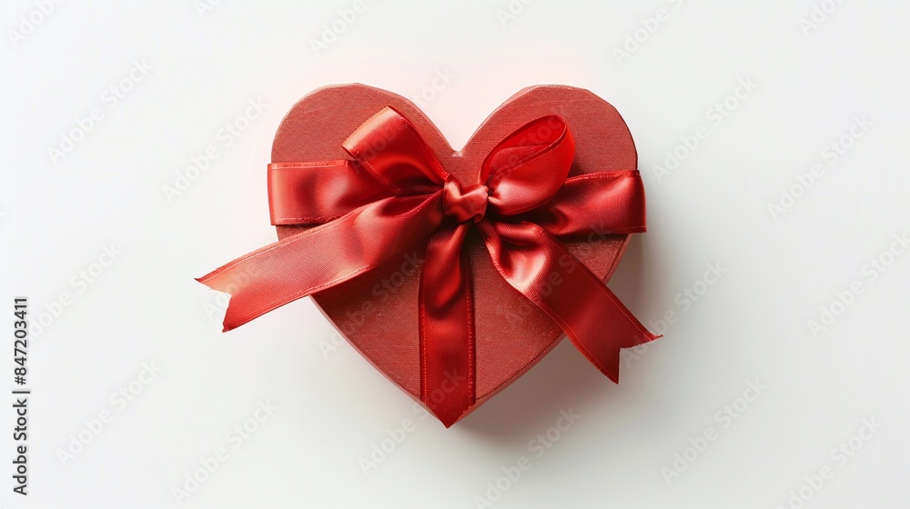 Heart-shaped gift box with red ribbon Heart-shaped gift box with red ribbon