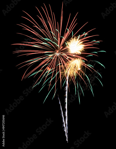 Colorful fireworks display for fourth of July