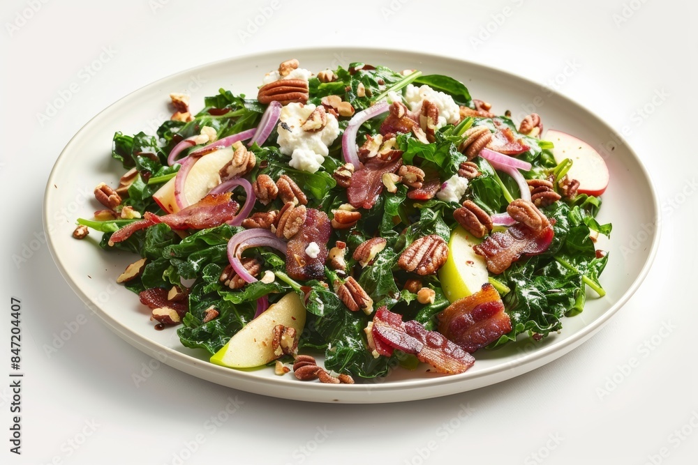 Colorful Pecan-Crusted Goat Cheese with Bacon-Wilted Greens Colorful Pecan-Crusted Goat Cheese with Bacon-Wilted Greens