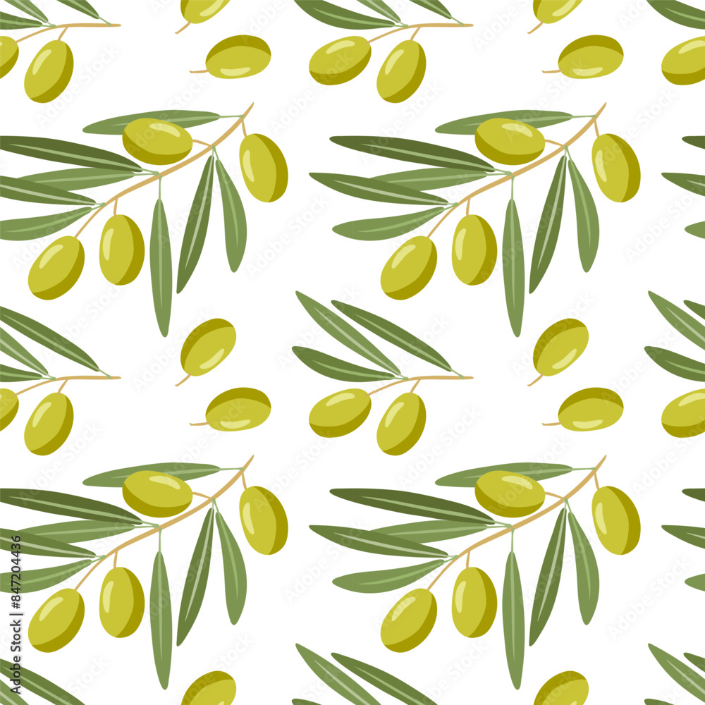 Vetor de Olive Background. Vector seamless pattern with green olive ...
