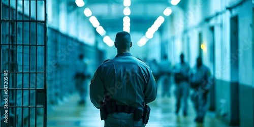 Supervising Inmates, Monitoring Surveillance, and Detecting Contraband The Role of Correctional Facility Security Officers. Concept Inmate Supervision, Surveillance Monitoring, Contraband Detection photo