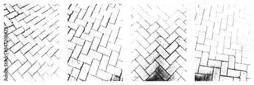 Set of Grunge Lines and Paving Block Patterns for Garden, Pathway, or Floor Designs