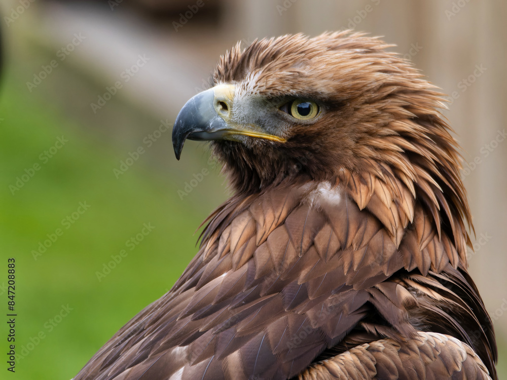 Portrait of a majestic Golden Eagle Aquila chrysalis. Majestic hawk icon, with its sharp profile and intense gaze, symbolizing vision, focus, and determination. Portrait of a majestic Golden Eagle Aquila chrysalis. Majestic hawk icon, with its sharp profile and intense gaze, symbolizing vision, focus, and determination.