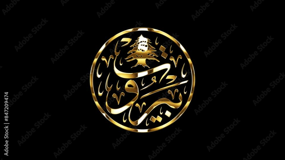 Looping Arabic calligraphy of Beirut, the capital of Lebanon.