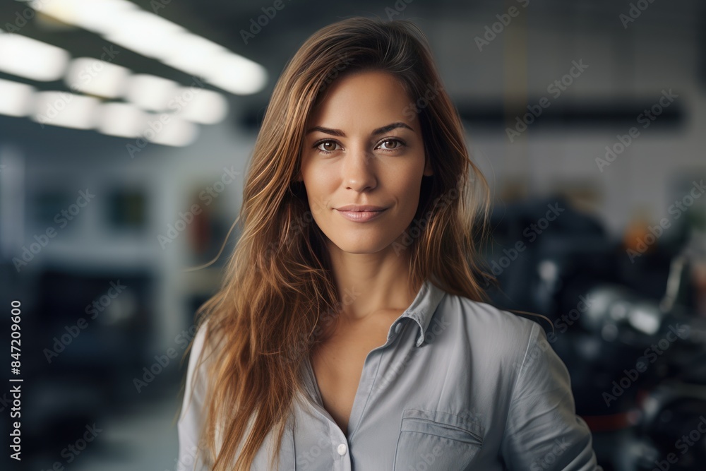 confident woman, smiling female engineer looking at camera confident woman, smiling female engineer looking at camera