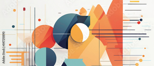 Abstract Geometric Design With Circles and Lines on a White Background
