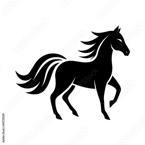 a minimalist   Creative simple memorable horse animal logo vector silhouette black color