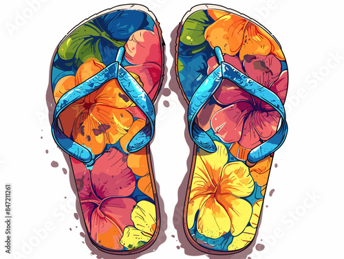 beautiful flip flops summer shoes on a white background vector illustration
