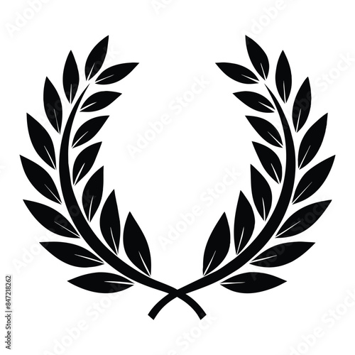 Elegant Black Laurel Wreath Symbolizing Victory and Achievement - Perfect for Awards, Certificates, and Ceremonial Decorations