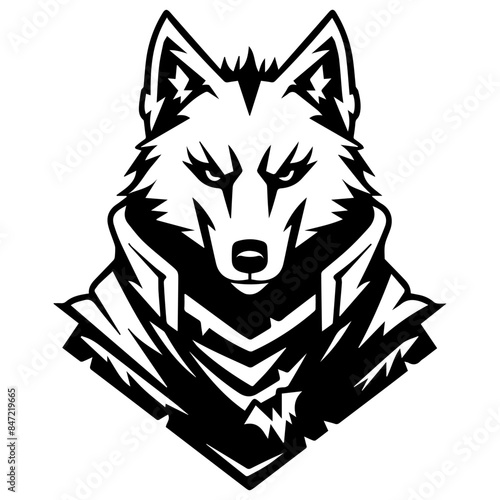 Wolf Knight logo or modern line icon. Vector line art and icon design with bold outline. Black and white Pixel Perfect minimalistic symbol isolate white background. Creative logotype