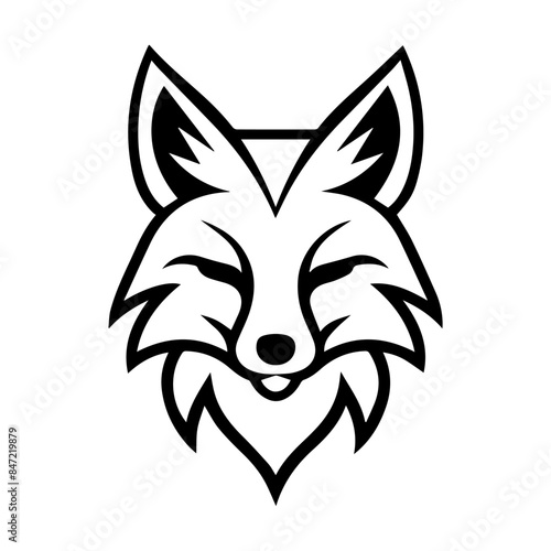 Fox Heraldic logo or modern line icon. Vector line art and icon design with bold outline. Black and white Pixel Perfect minimalistic symbol isolate white background. Creative logotype