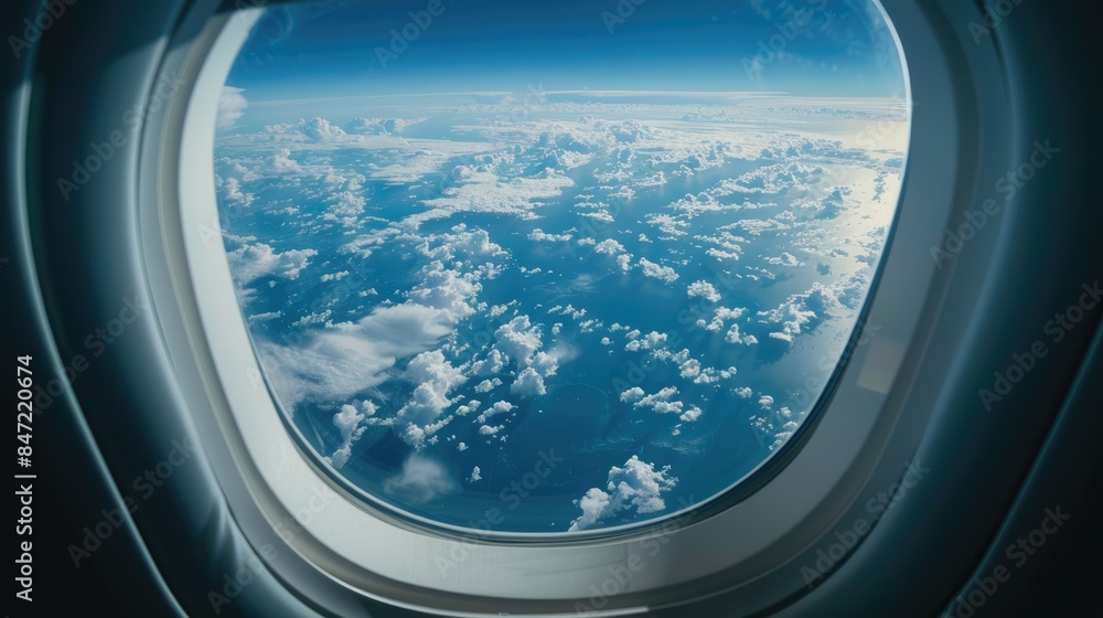 Aerial View of Earth and Sky through an Airplane Window Aerial View of Earth and Sky through an Airplane Window