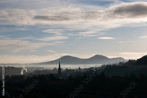 Soft Afternoon Mist Surrounding Eildon Hills, Galashiels, Scottish Borders