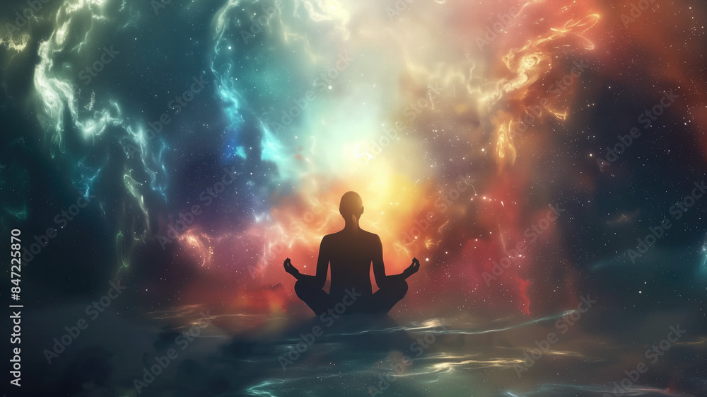 Universe cosmos meditation background chakras prana the mind of god and spirituality, generative ai Universe cosmos meditation background chakras prana the mind of god and spirituality, generative ai