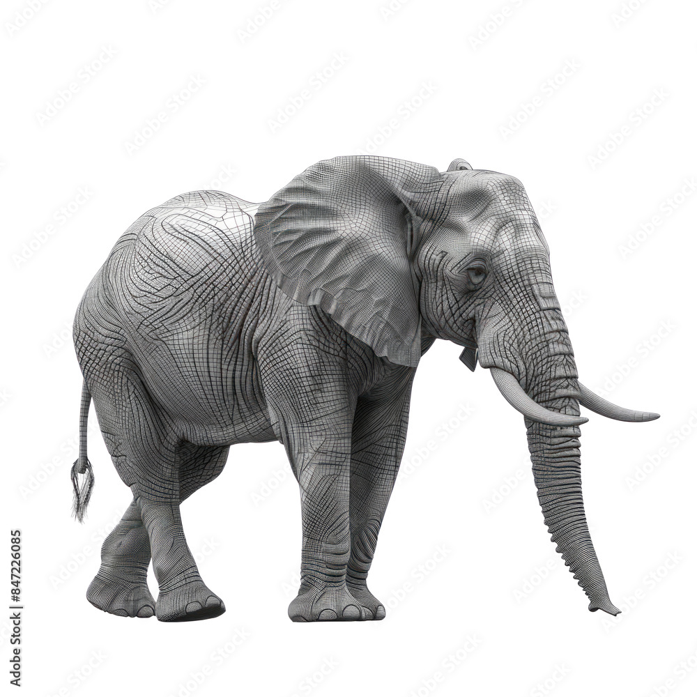 Fototapeta premium Big elephant. Isolated on transparent background.