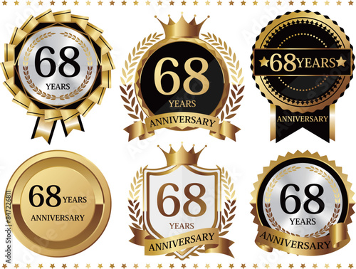 高級感のある68周年記念のエンブレムセット