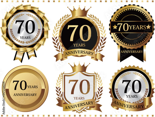 高級感のある70周年記念のエンブレムセット