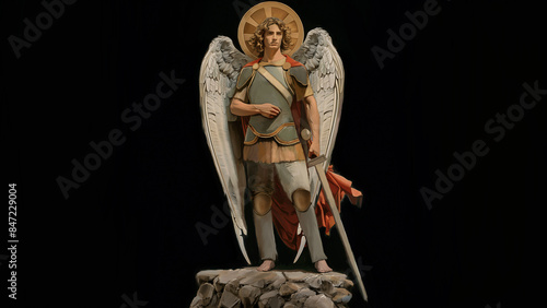 statue of St Archangel Michael, beautiful illustration, figure drawing and concept art photo