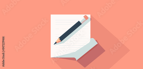 vector white sheet book pencil flat style .Generative AI