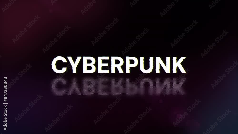 Cyberpunk text with screen effects of technological failures. Spectacular screen glitch with various kinds of interference. Looped Cyberpunk text with screen effects of technological failures. Spectacular screen glitch with various kinds of interference. Looped