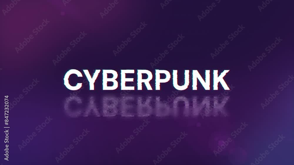 Cyberpunk text with screen effects of technological failures. Spectacular screen glitch with various kinds of interference. Looped Cyberpunk text with screen effects of technological failures. Spectacular screen glitch with various kinds of interference. Looped