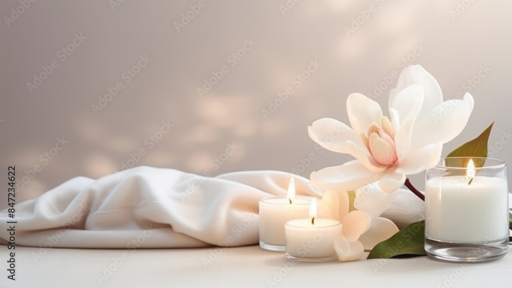 custom made wallpaper toronto digitalMagnolia Flowers and Candles on a Soft Background

