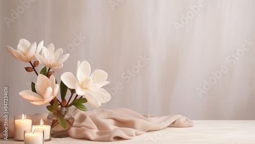 Wallpaper Mural Magnolia Flowers and Candles on a Soft Background

 Torontodigital.ca
