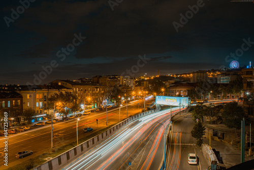 long exposure of traffic at Yerevan city