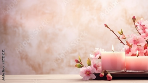 Wallpaper Mural Cherry Blossoms and Pink Candles on a Soft Background

 Torontodigital.ca