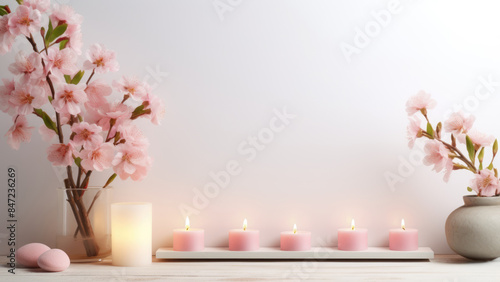 Wallpaper Mural Cherry Blossoms and Pink Candles on a Soft Background

 Torontodigital.ca