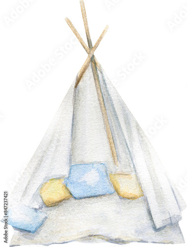 Hand Drawn Watercolor Tent