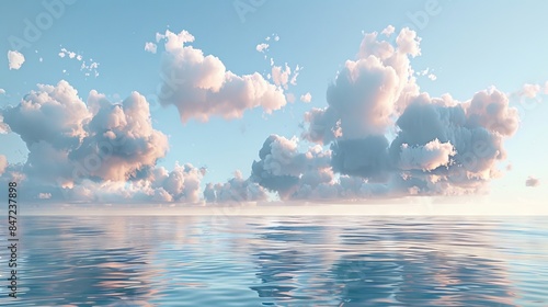 Calm weather on sea or ocean with clouds  photo