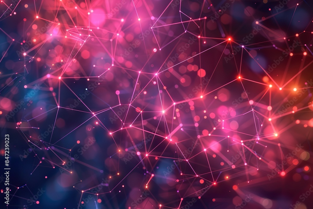 A red and black image of a network of lines and dots A red and black image of a network of lines and dots