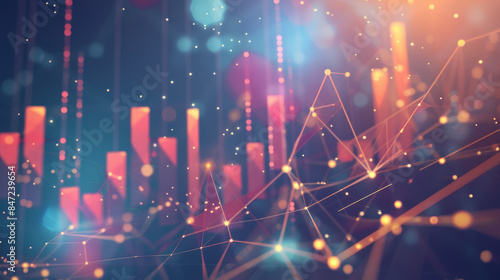 abstract digital data visualization graph with glowing connections
