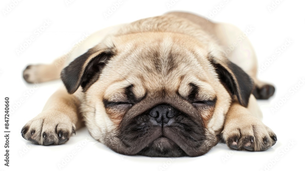 Playful Pug puppy alone on a white background Playful Pug puppy alone on a white background