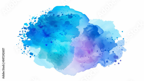 blue and purple watercolor splash art on white background
