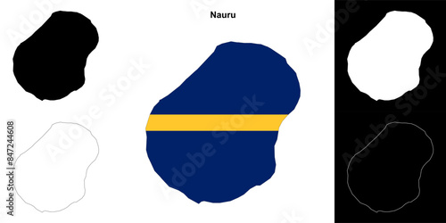 Nauru blank outline map set