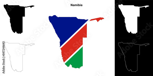 Namibia blank outline map set