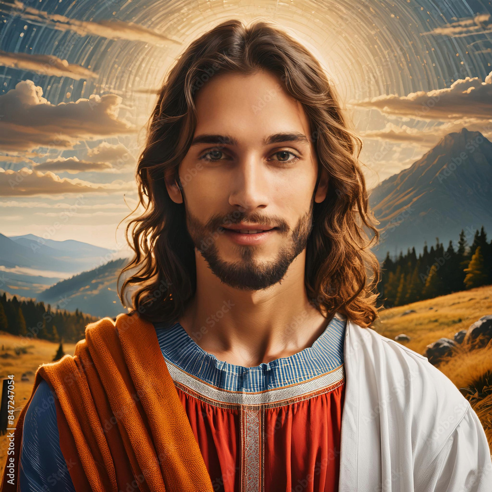 Jesus Christ. Jesus Christ Portrait with crown of thorns. Jesus Christ ...