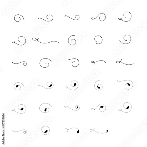 Set of line ornament curves