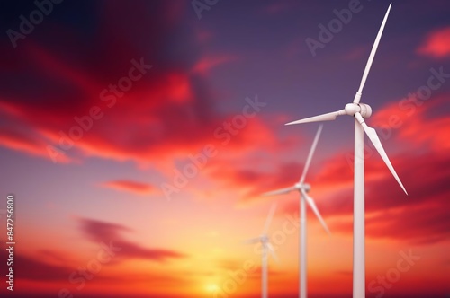 Wind power generation on nature background