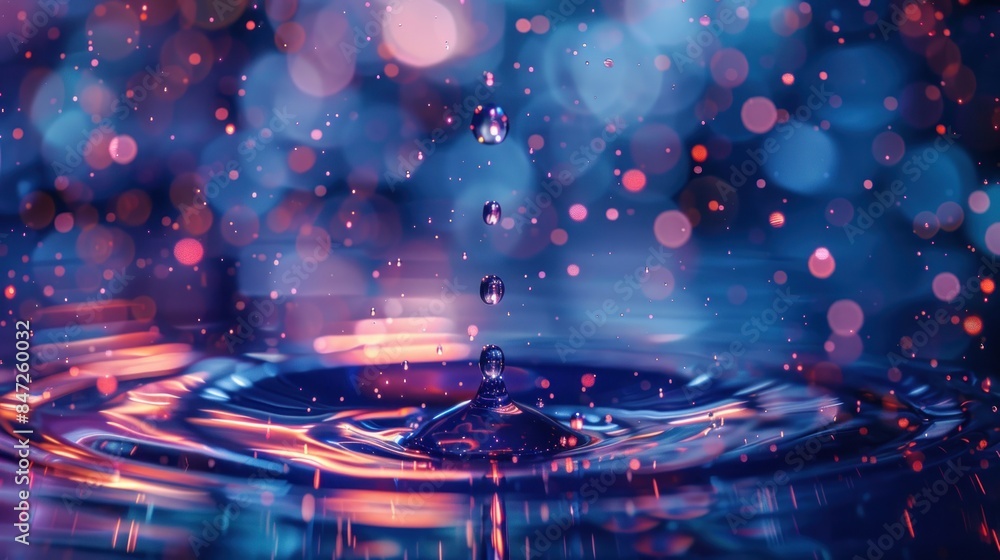Water Drop Impact with Colorful Bokeh Water Drop Impact with Colorful Bokeh