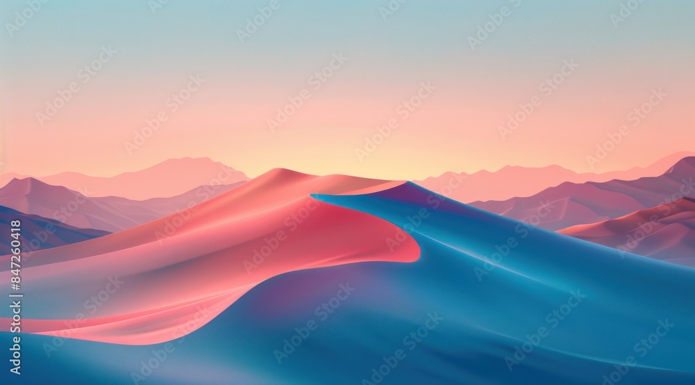 Sunset Over a Blue and Pink Desert Sunset Over a Blue and Pink Desert