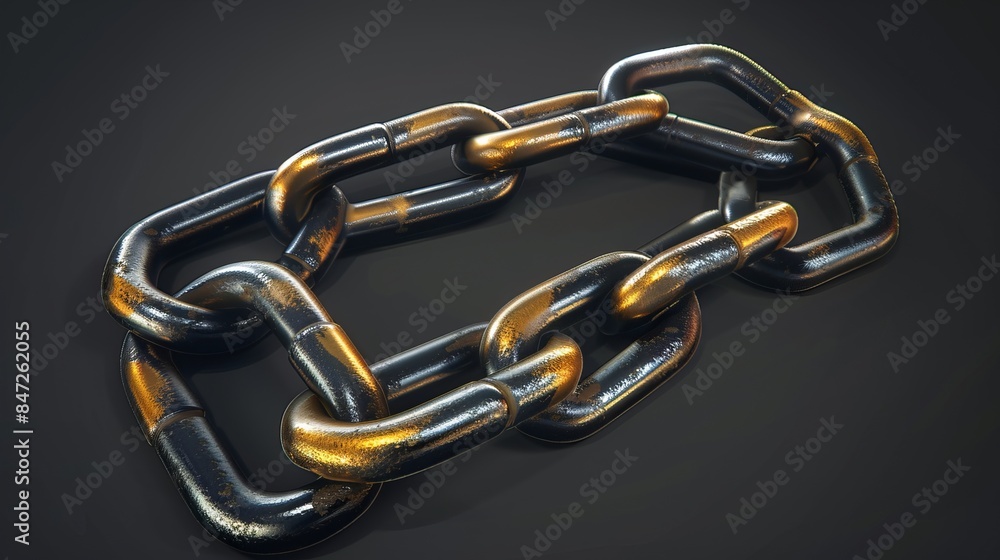 Fototapeta premium Chain or link icon in realistic 3D style.