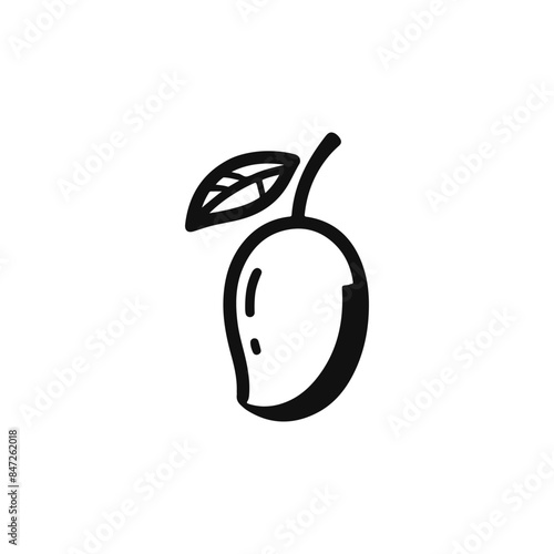 Minimalist Black and White Mango Vector Silhouette