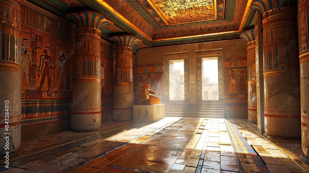 Obraz premium Egyptian Pharaoh's Chamber Environment. AI generated art illustration.