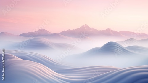 Majestic Mountains in Fantasy Landscape. Enchanted Peaks with Dreamy Clouds.