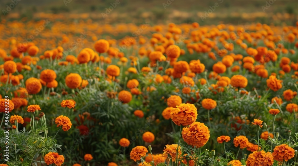 Field of Marigold plants Field of Marigold plants
